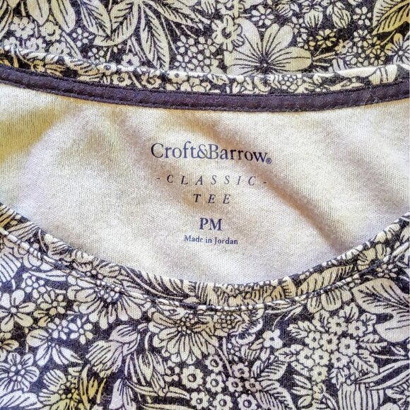 Croft & Barrow Classic Tee Blue Womens Size Petite Medium Floral Print - Picture 5 of 7